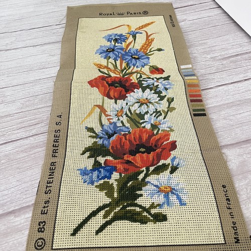 Royal Paris Steiner 13765 Wild Flower Needlepoint Tapestry CANVAS ONLY Worked - Picture 13 of 13