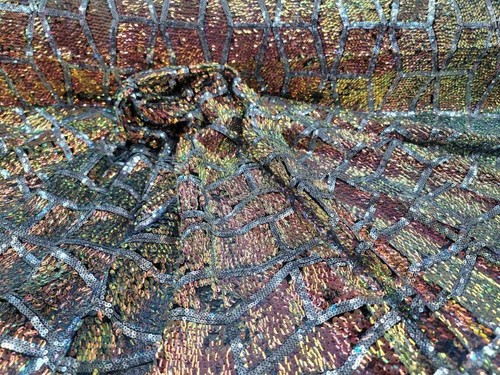 Fabric Sold By The Yard Embroidery Rose Gold Sequin Iridescent Two Tone Rose Gol - Picture 6 of 6