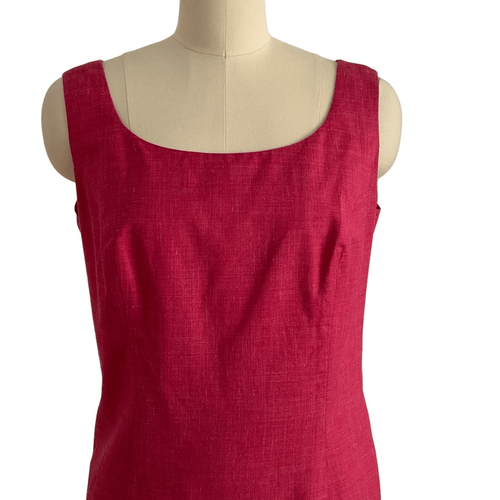 Escada Pink Linen Silk Sleeveless Sheath Dress | Size L - Picture 2 of 6