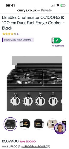 Leisure CC100F521K Freestanding Dual-Fuel Range Cooker - Black - Picture 5 of 5