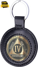 PU Leather Coin Holder Keychain for AA Medallion, Standard Challenge Coin, Recov