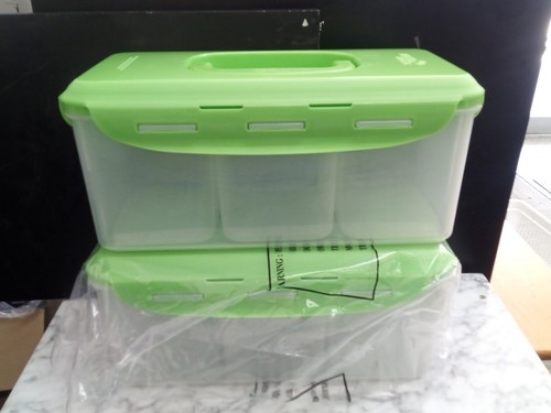 2 LOCK N LOCK 115 OZ. Rechteckige Behälter mit herausnehmbaren Aufbewahrungsbehältern NEU