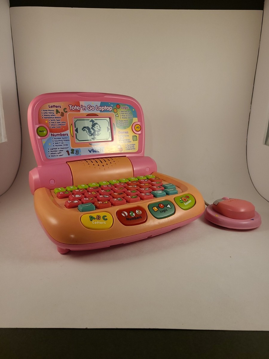 Vtech Tote &lsquo;n Go Kids Laptop Pink Letters Numbers Games Learning 
