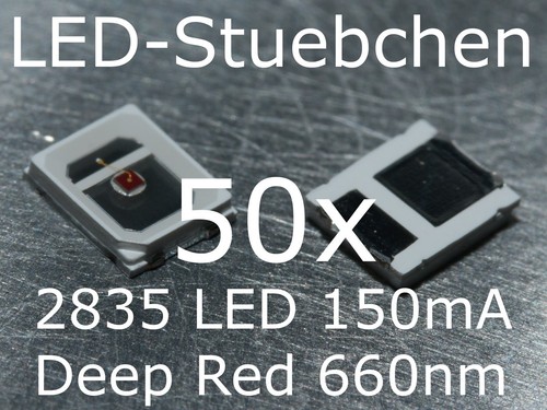 50x 2835 LED Tiefrot / deep red 660nm 150mA, grow LED - Picture 1 of 3