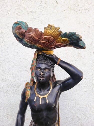 Maure Venitien Au Coquillage, Bois Sculpté, XIXème Siècle - Picture 3 of 18