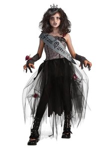 Girls Goth Prom Queen Halloween Costume 
