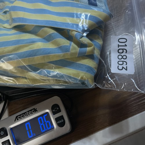 J McLaughlin Shirt Mens Large Blue Yellow Stripes Italian Cotton Button Up - Picture 13 of 13