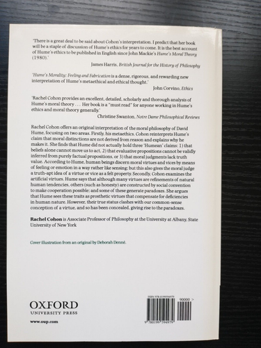 Hume's Morality by Rachel Cohon, Paperback copy, in excellent condition - Picture 2 of 2