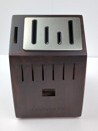 CALPHALON 12 Slot Hardwood Knife & Scissors Storage Block Cherry Finish - NEW! - Picture 1 of 11