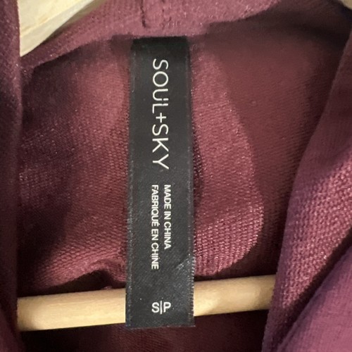 Soul + Sky Hoodie Sweatshirt Womens Small Red Maroon Long Sleeve Pullover - Picture 7 of 13