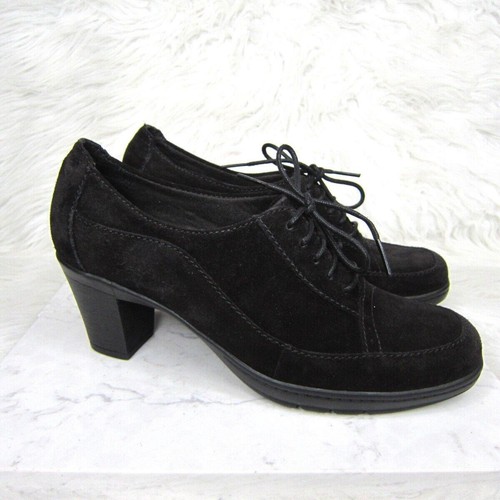 Clarks Bendables Honest Q Oxford Suede Pumps Black size 8.5M