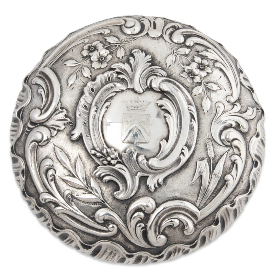 ESCRITORIO HENIN & CIE FRANCÉS PLATA 950, TOCADOR CAJA CONCHA FLORAL FOLIADO HERÁLDICO Foto 3 de 4