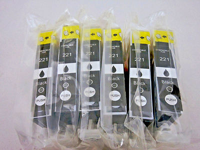 CLI221 Black Ink Cartridge for Canon Pixma iP4680 iP4700 iP3680 MP990 MP980 6pK