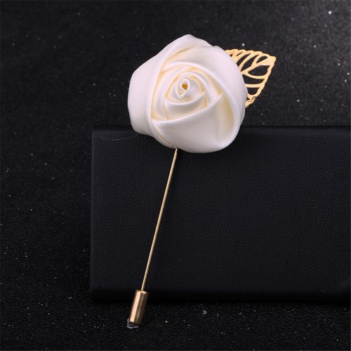 Rose Brooch Flower Brooch Boutonniere Suit Lapel Wedding Pin Badge Tassel Chain - Picture 29 of 48