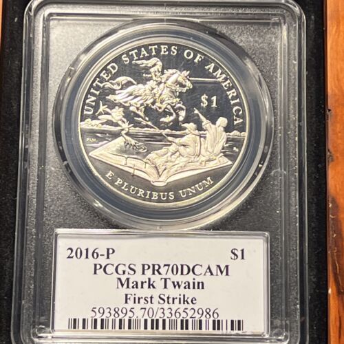 2016-P Mark Twain Silver Dollar PCGS PR70DCAM First Strike Mark Twain - Picture 4 of 6