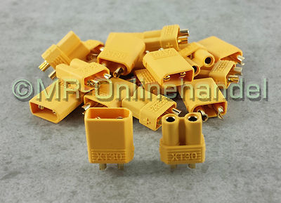 Buchse vergoldet Nylon XT30 Hochstrom Stecker Goldstecker 20 Stück 10 Paar