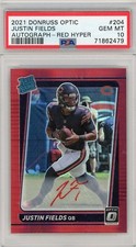 2021 Panini Donruss Optic Justin Fields Red Hyper Rated Rookie Auto PSA 10