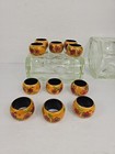 Vintage Wood Hand Painted Sunflower Napkin Rings Folk Art Set of 12 EUC