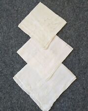 Set of 3 Vintage Handkerchiefs - White with Embroidery Cut-out Lace