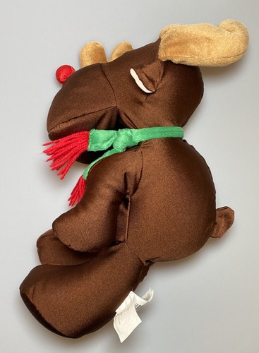 15” Moshi Brentwood Originals Brown Moose Reindeer Microbead Stuffed Toy Scarf - Picture 2 of 5