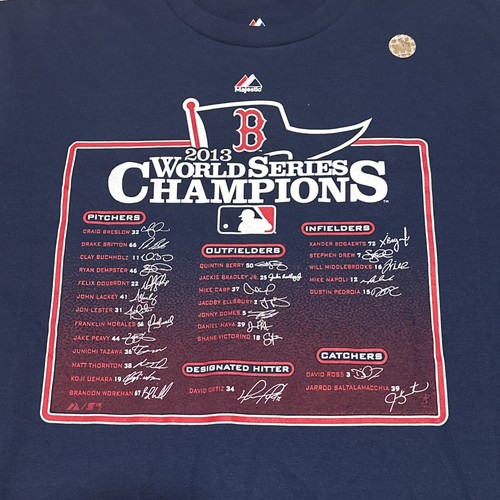 Majestic T Shirt Boston Red Sox 2013 World Series Champions Men's Large Blue - Picture 2 of 6