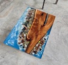 Blue Epoxy Walnut Dining & Coffee Table, Live Edge Epoxy Resin Table Furniture