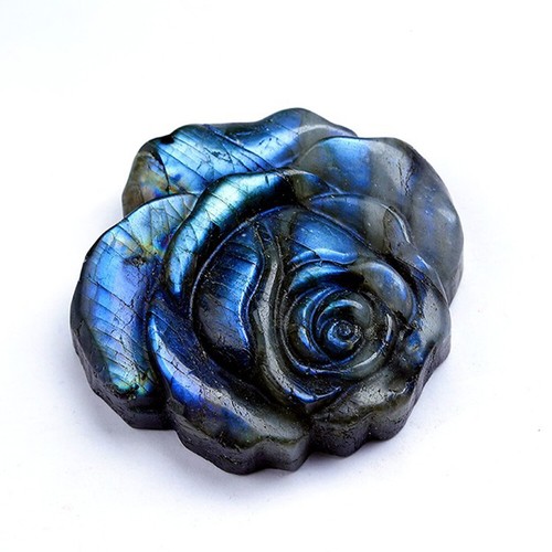 1PC Natural Labradorite Hand Carved Roses Skull Quartz Crystal Healing Stone - Picture 12 of 14
