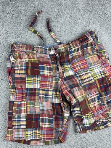 Vintage Polo Ralph Lauren Shorts Herren 36 Patchwork kariert Madras Kordelzug Golf