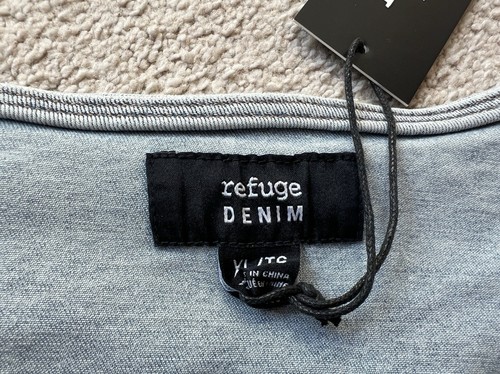 Refuge Button Up Jean Denim Cargo Jacket Vest Women Size XL Light Blue Wash Acid - Picture 7 of 14