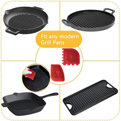 LAOJU 3PCS Cast Iron Pan Scraper Set Silicone Kitchen Cleaning Tools - Bild 4 von 7