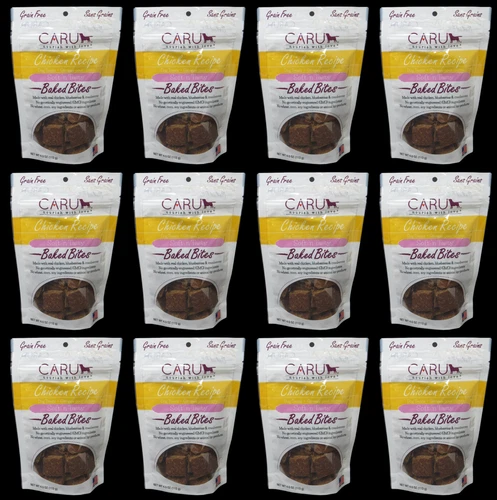 NEW 12-PACK Caru Soft Tasty Baked Bites CHICKEN Recipe Grain-Free Dog Treats 4oz