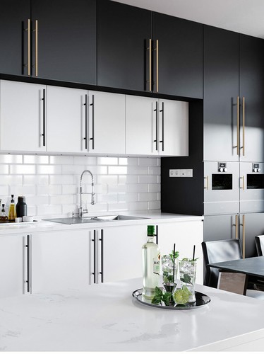 Kitchen handle black cabinet drawer 304 Stainless steel cupboard rail T bar pull - Picture 7 of 18