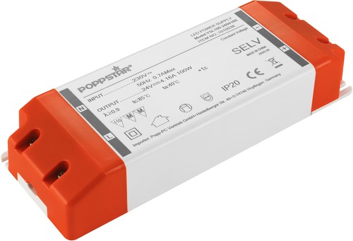 Poppstar LED Trafo Transformator 230V AC / 24V DC 4,16A 100W - Bild 1 von 6