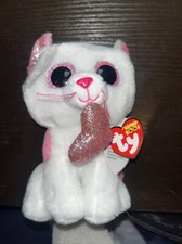 TY Beanie Boos  MILENA the Valentine's Kitty Cat Pink Glitter Eyes Heart Ears