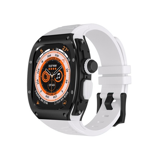 MOD Kit Rubber Strap Stainless Steel Case Refit For Apple Watch Ultra Ultra 2 - Picture 9 of 28