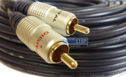 2m PRO 2x RCA Twin PHONO Audio Cable 24k Gold OFC 2 Metre Lead Male Plug to Plug - Picture 1 of 4
