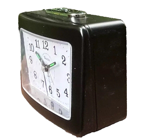 Westclox Travel Alarm Clock Quartz Movement Analog Black LED Light C Battery - Picture 2 of 7
