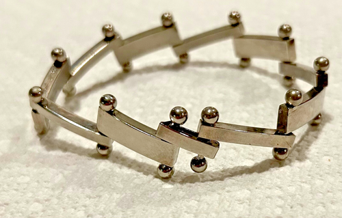 Bracciale Vintage Modernariato Bar & Ball Link ARGENTO 925 7,5 in 29,2 grammi - Foto 2 di 19