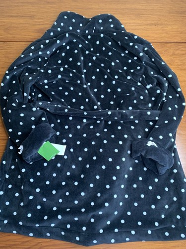 NUEVO CON ETIQUETAS Bata de baño Kate Spade Dream A Little Dream felpa blanco y negro a lunares L/XL - Imagen 4 de 5