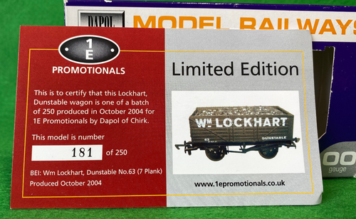 DAPOL MODEL RAILWAYS OO GAUGE WM. LOCKHART 7 PLANK WAGON 63 LIMITED EDITION 879 - Picture 2 of 6