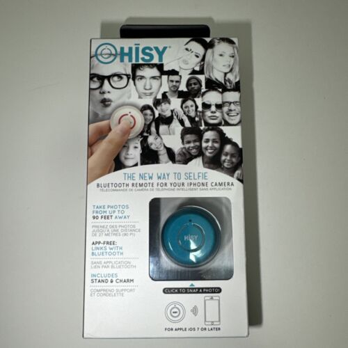HISY Bluetooth Remote Camera Shutter & Selfie Clicker - Blue - New in Box