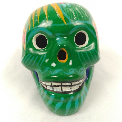 Hand-painted Ceramic Sugar Skull Made in Mexico Day of the Dead Calavera Dia de - Picture 2 of 11