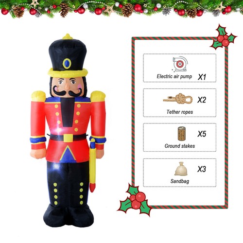 6' Tall Inflatable Christmas Nutcracker Toy Soldier Outdoor Lighted Yard Decor - 第 4/5 張圖片