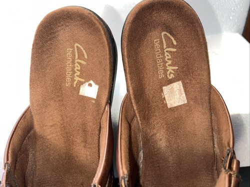 Clarks Bendable brown leather slip on mule/clog Women’s Sz 9 - Picture 7 of 14