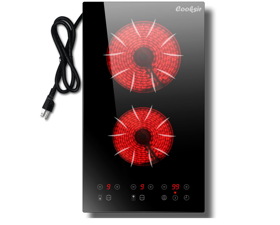 2 Burner Electric Cooktop - 2000W 12 Inch Electric Stove Top Built-in & Countert