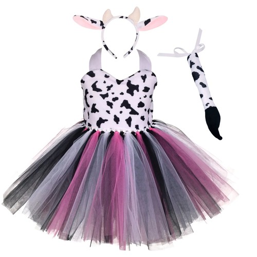 Baby Girl Halloween Animal Cosplay Costume Kids Forest Theme Giraffe Print Dress - Picture 26 of 37