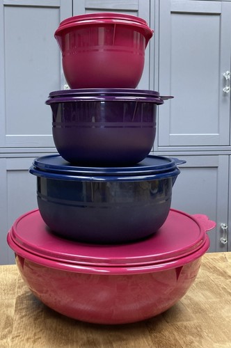 Tupperware 4-piece Classic Flat Bottom Mixing Bowls includes Fix & Mix Bowl Set - Picture 2 of 12