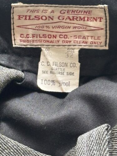 Vintage CC Filson Pants Mens 32x29.5 Green Wool Whipcord Field Style 180 Hemmed - Picture 5 of 5