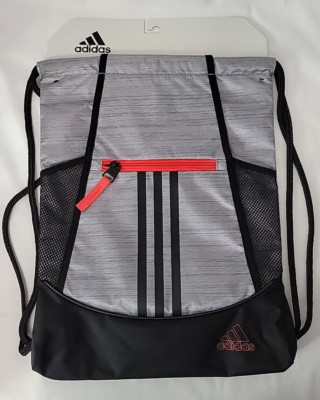 Adidas Alliance II Sackpack Black Grey Red Bag Backpack Gym Travel