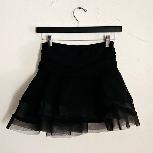 Womens Black Ballet Leotard Dance Skirt Tutu Mesh Layered Ruffled Waist XS NEW - Picture 1 of 6